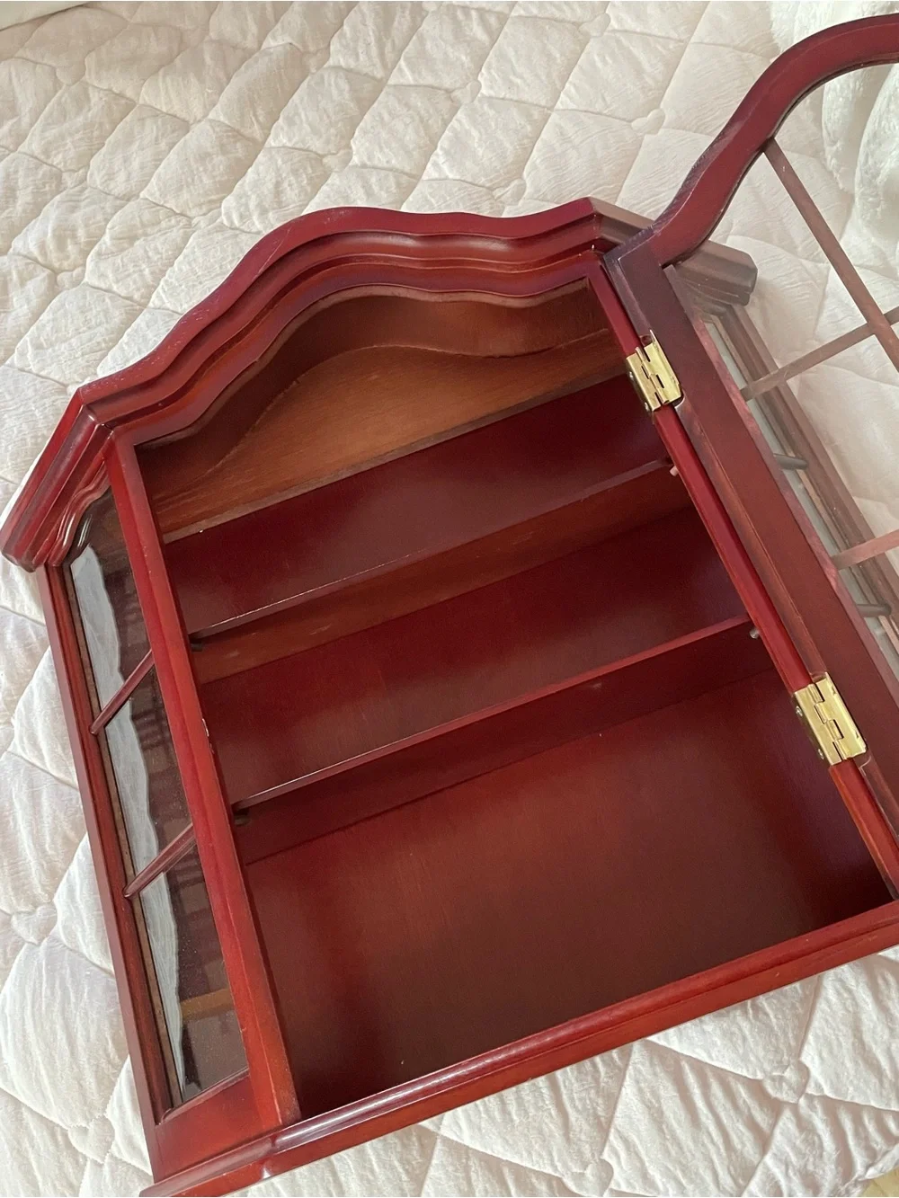 vintage antique wood curio cabinet display case